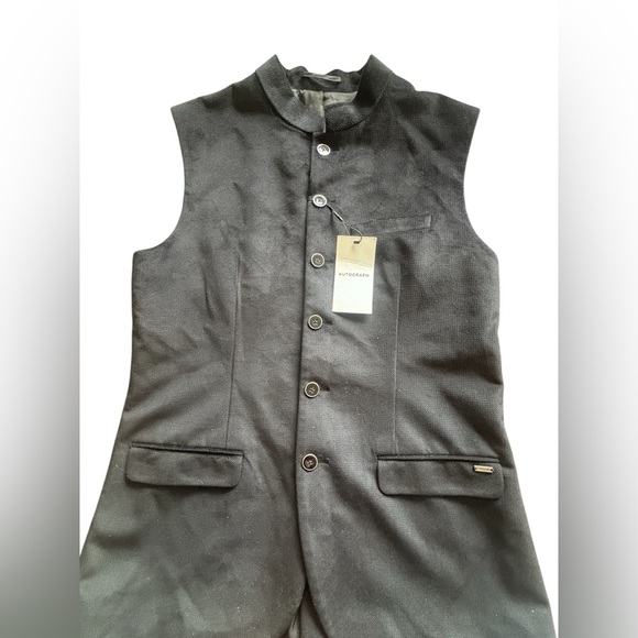 Autograph Tops - Autograph Black Wool Blend Waistcoat Vest Tailored Button Front NWT 38S